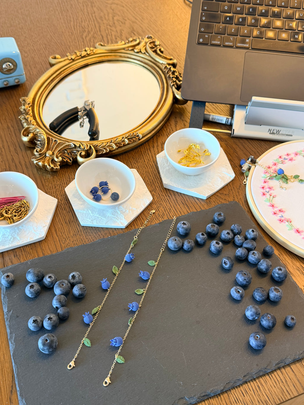 Blueberry Bloom Crochet Bracelet