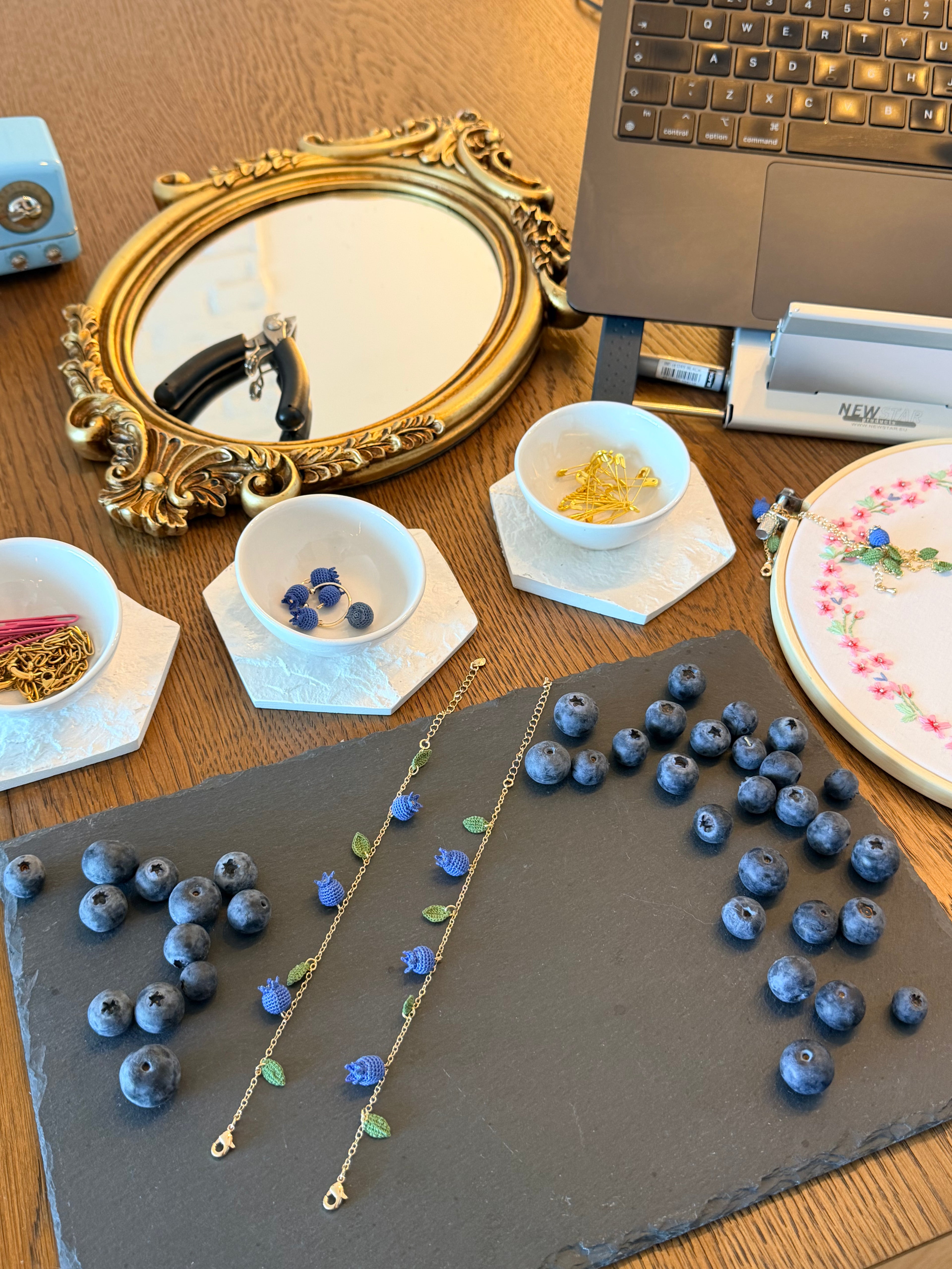 Blueberry Bloom Crochet Bracelet