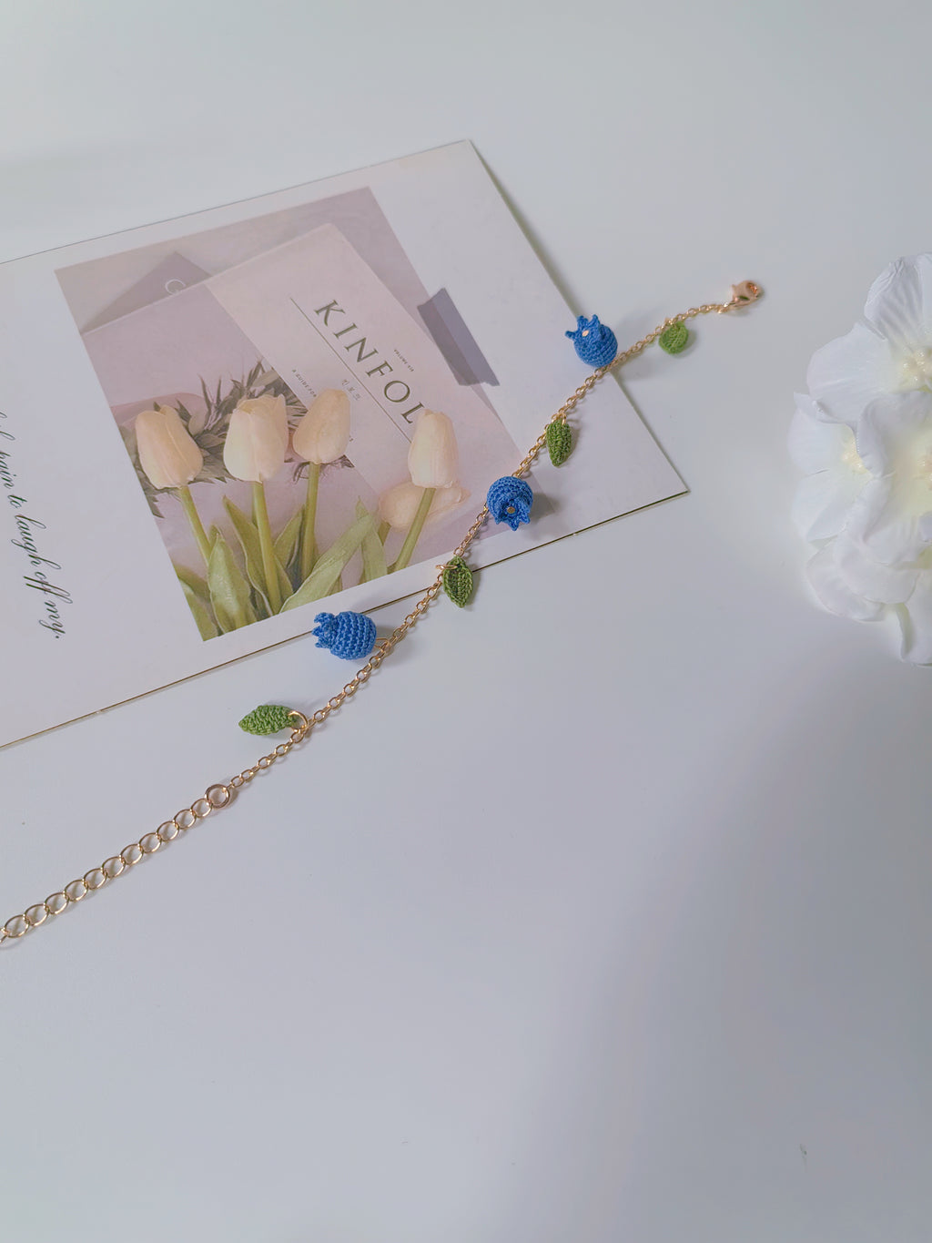 Blueberry Bloom Crochet Bracelet