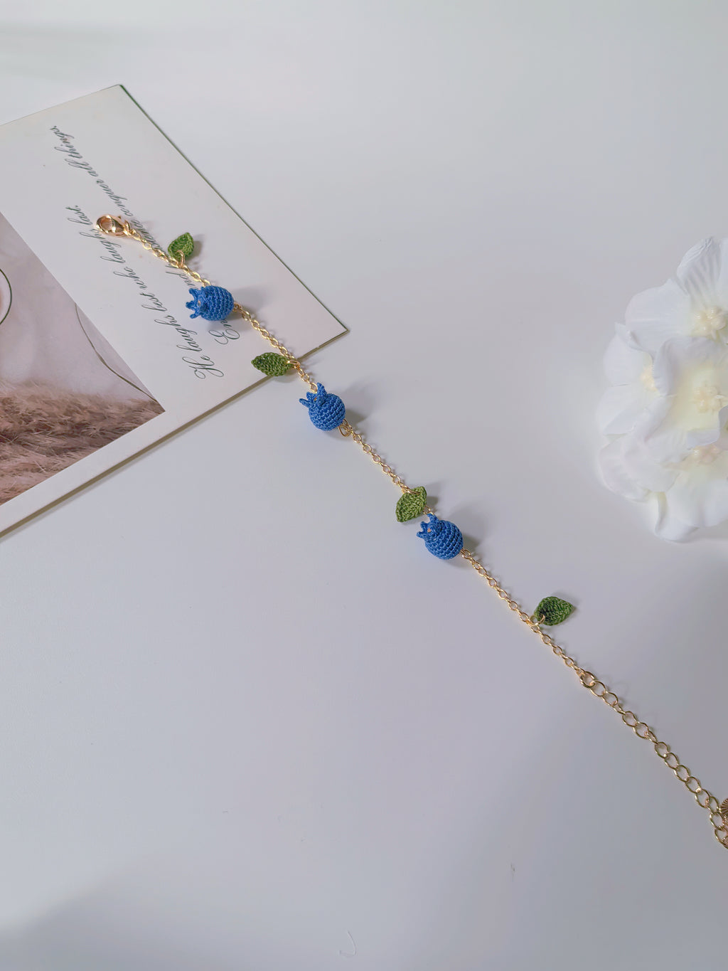Blueberry Bloom Crochet Bracelet