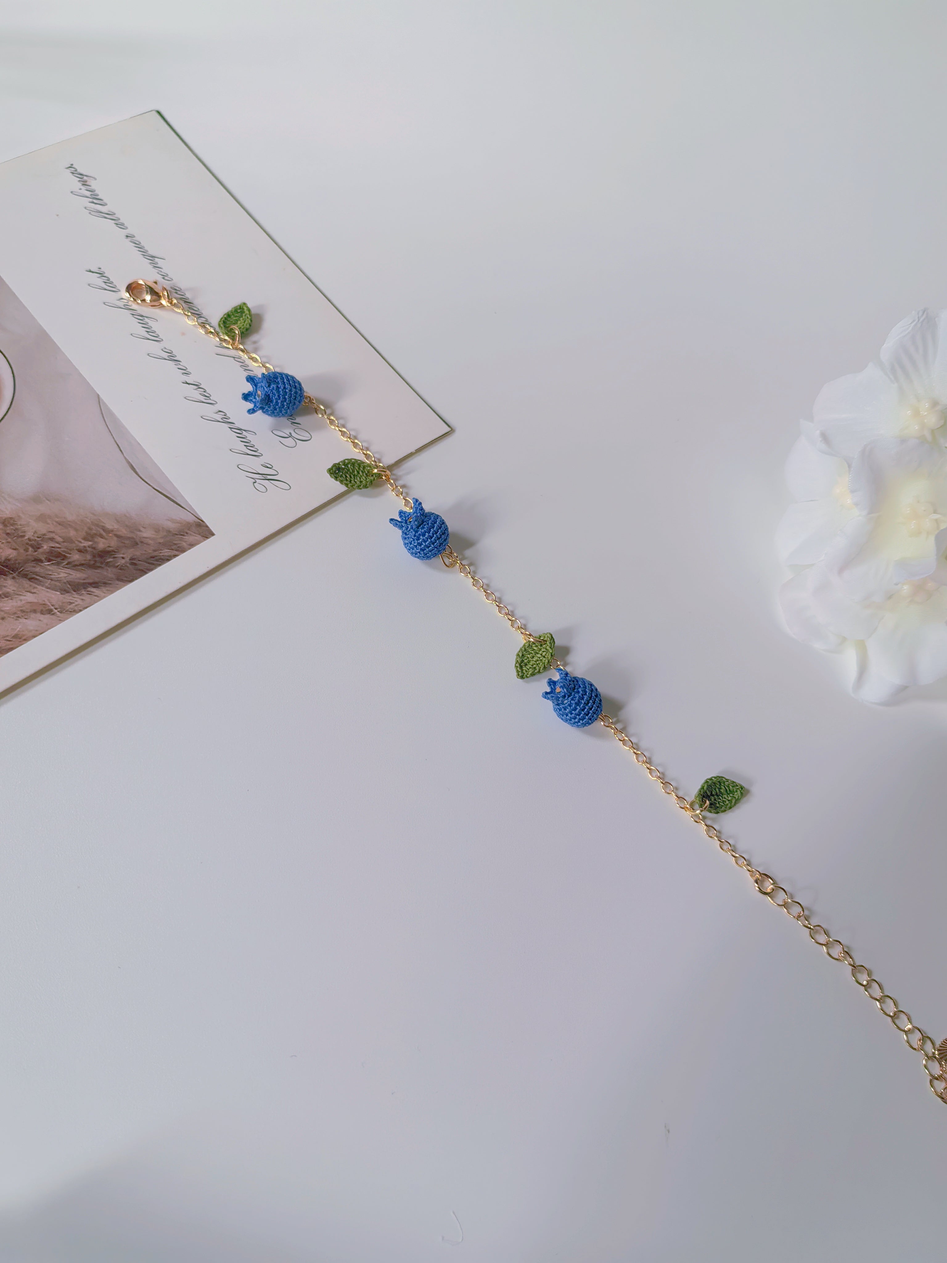 Blueberry Bloom Crochet Bracelet