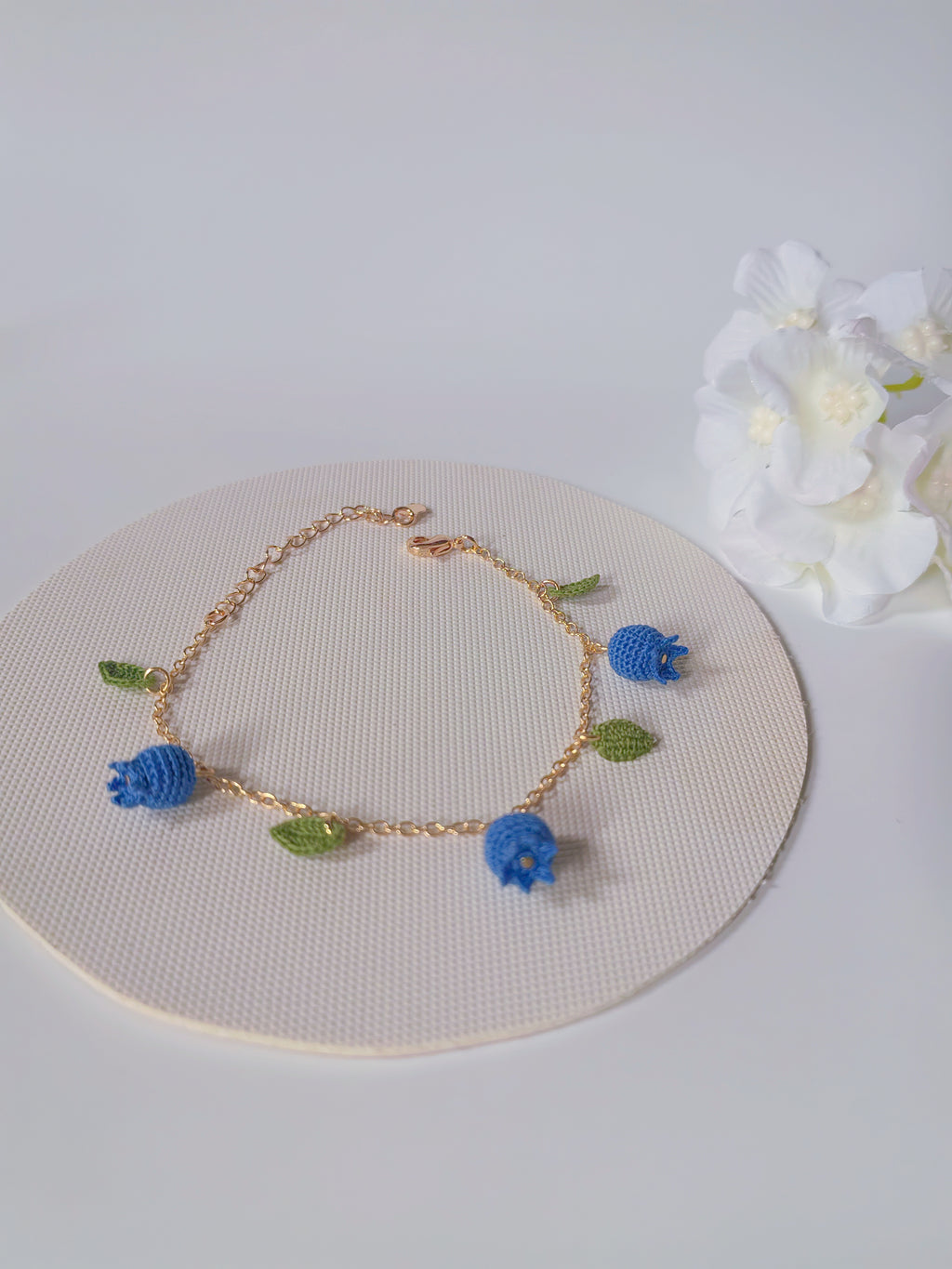 Blueberry Bloom Crochet Bracelet