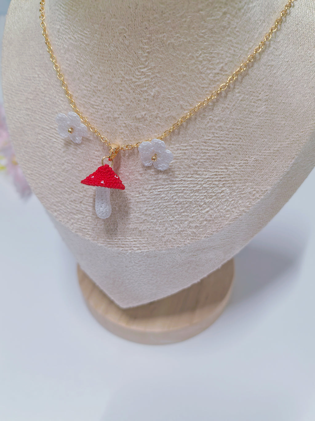 Mushroom Crochet Necklace