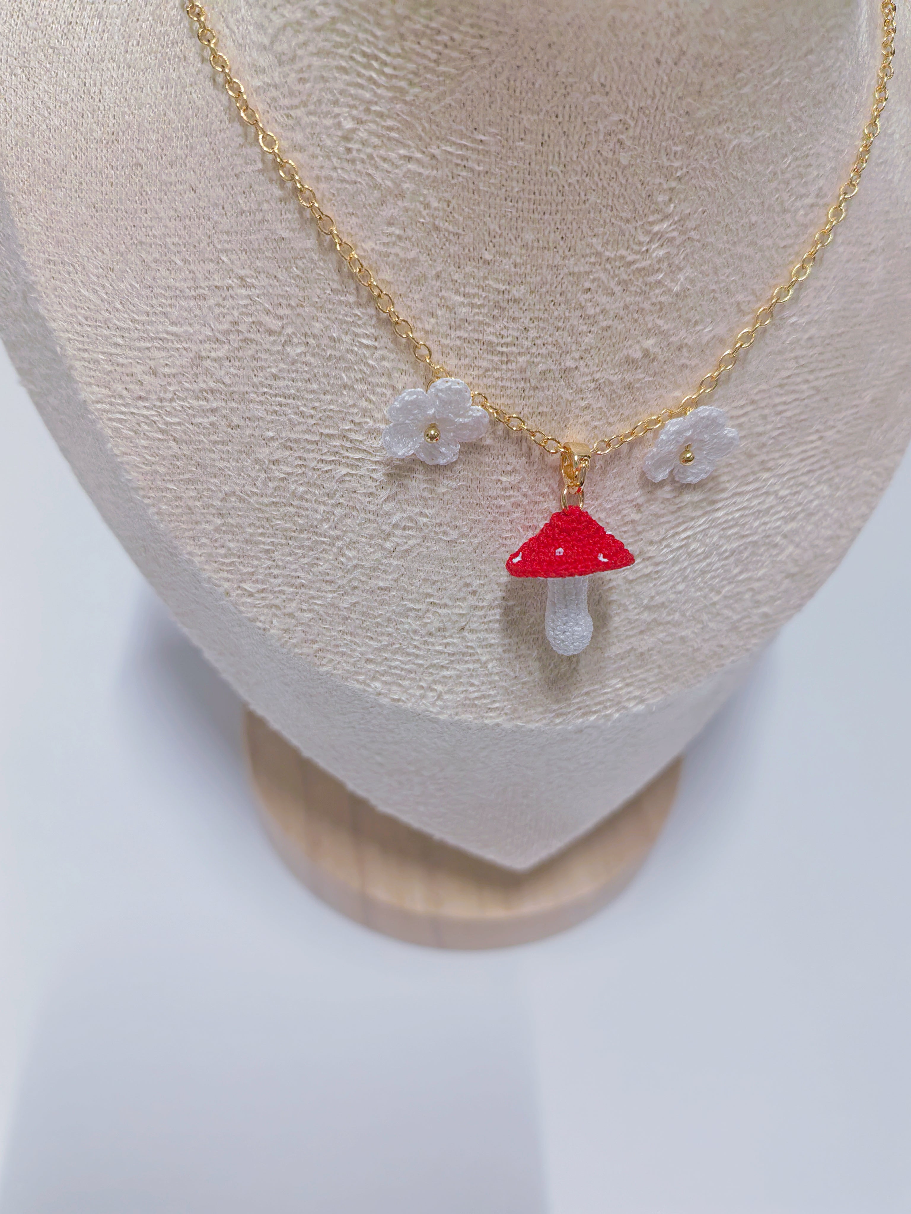 Mushroom Crochet Necklace