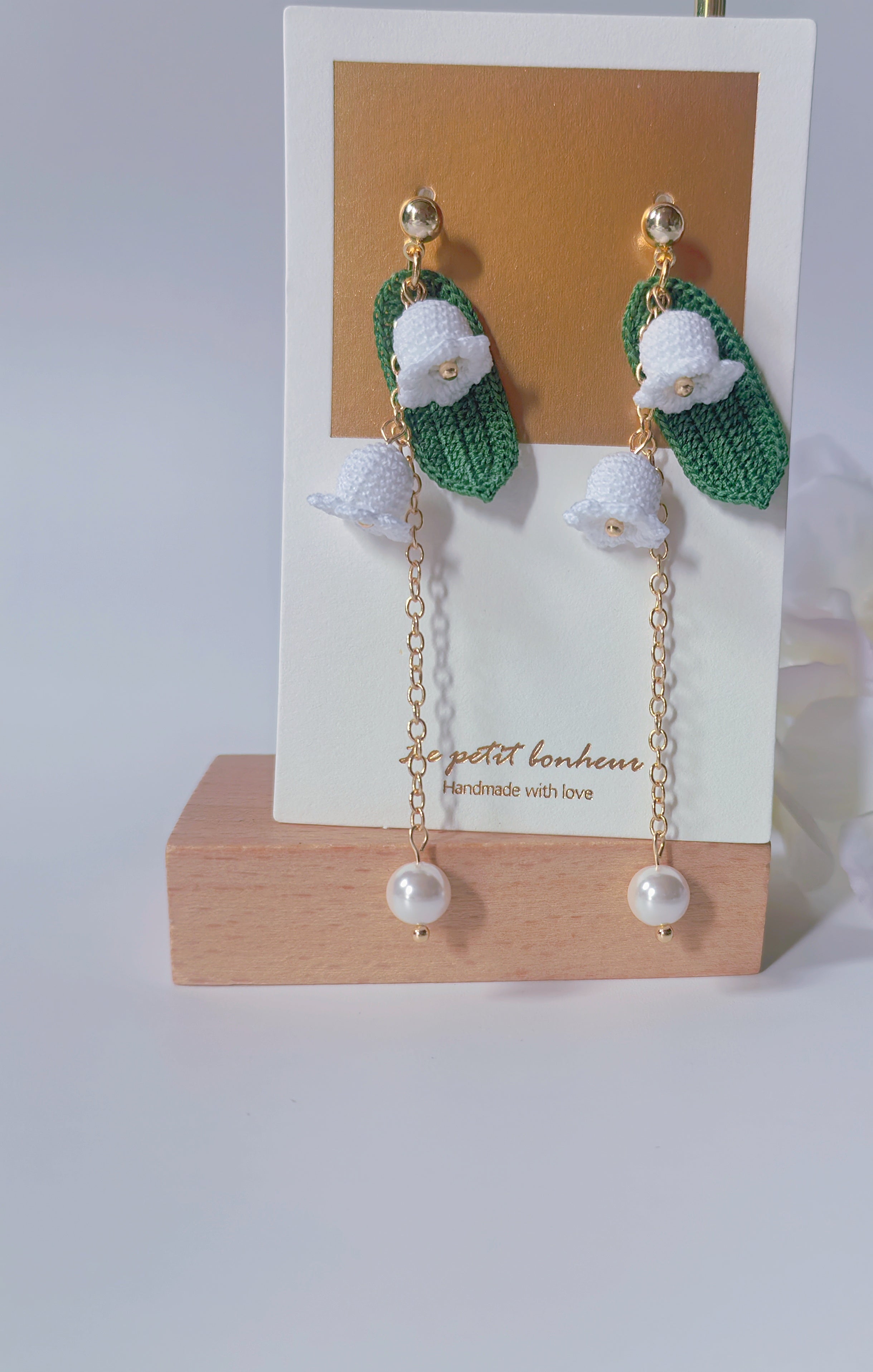 Double Lily of the Valley Crochet Earrings