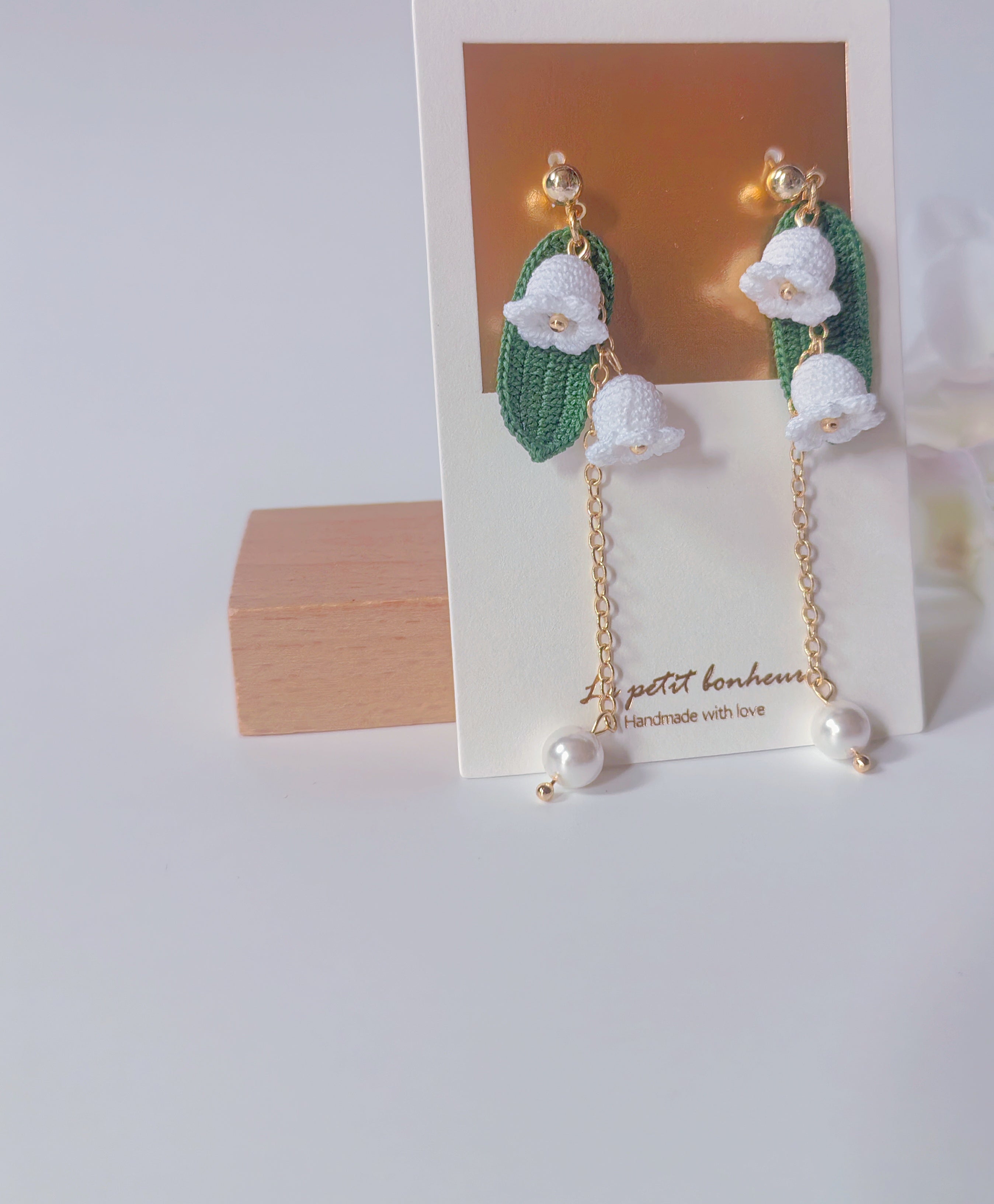 Double Lily of the Valley Crochet Earrings