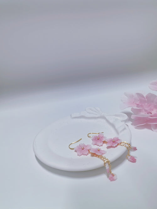 Cherry Blossom Crochet Earrings