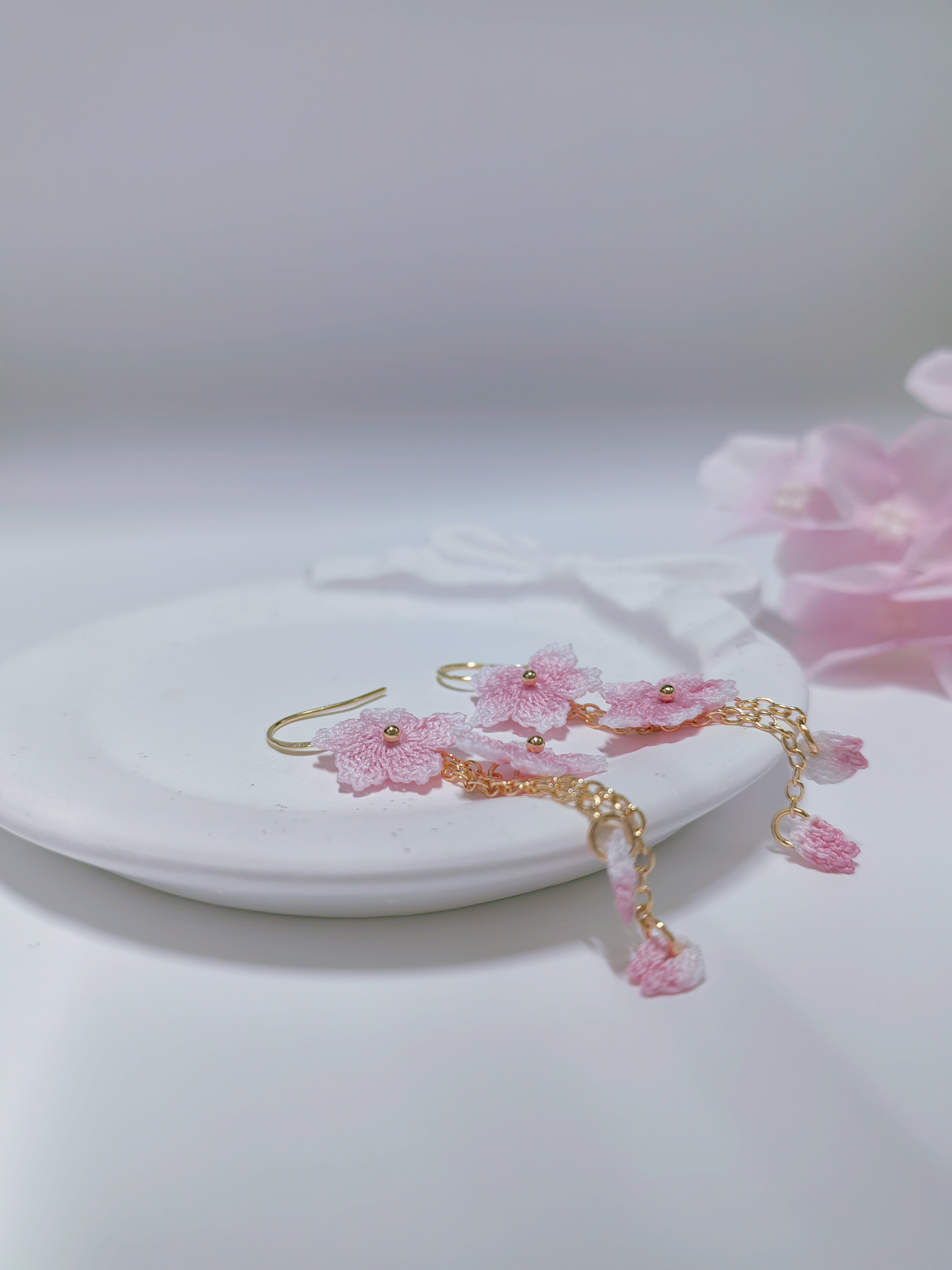 Cherry Blossom Crochet Earrings