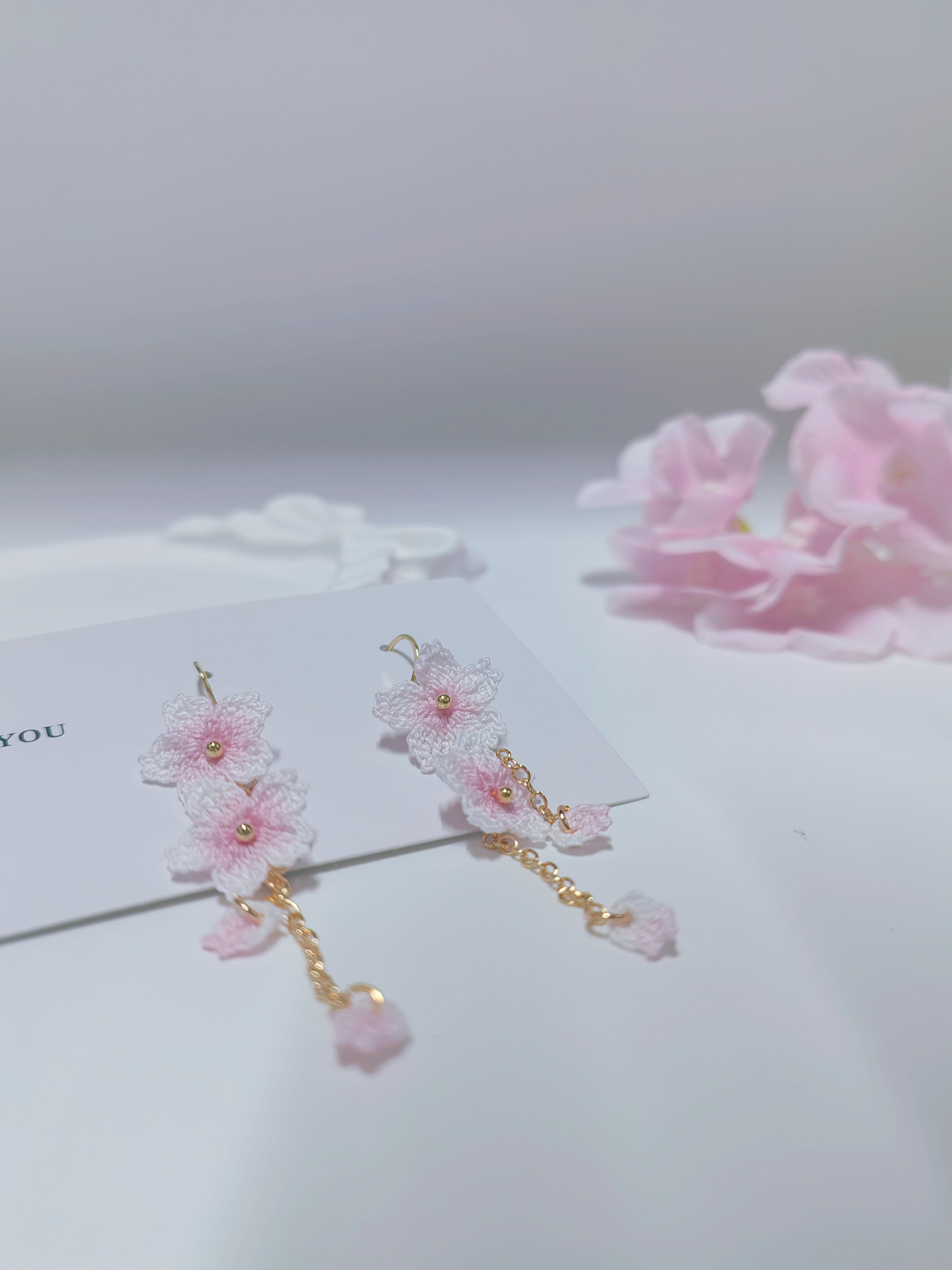 Cherry Blossom Crochet Earrings